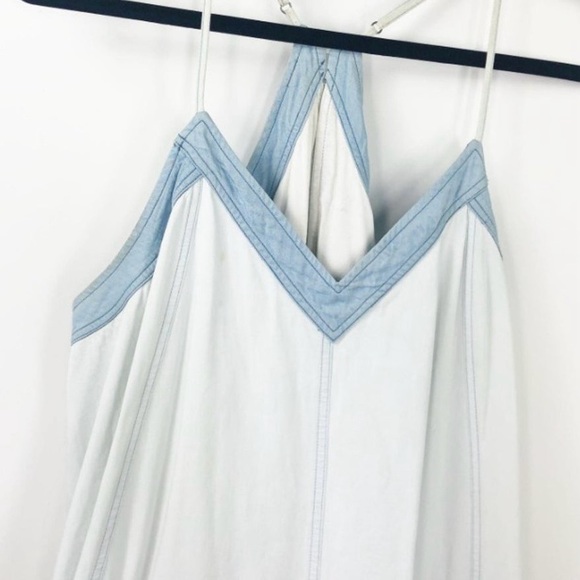 ADDISON Wyton A-Line Racerback V-Neck Light Wash Chambray Dress - Picture 9 of 14